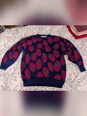 Le Moda Virgin Acrylic And Wool Blend Purple, Pink, And Blue Olive Knit Sweater